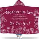 Christmas Mother in Law Gifts Wearable Blanket, Mother-in-Law Gifts Hoodie from Daughter in Law, Bonus Mom/Step Mom Hooded Blanket 47x72 in for Birthday