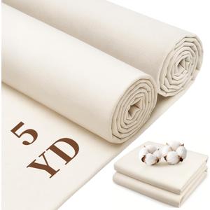 100% Cotton Muslin Fabric, 63 Inch X 5 Yards Unbleached Muslin Linen Fabric by The Yard,6oz Medium Weight Draping Fabrics Suitable for for Sewing Material Apparel Cloth Quilting Draping