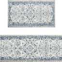 Blue Boho Kitchen Rug Sets 2 Piece Non Slip Farmhouse Kitchen Rugs and Mats Washable Kitchen Mats for Floor Thick Kitchen Floor Mat Carpet Runner for Hallway Laundry Holiday Decor