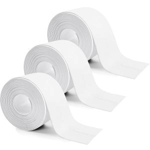 3 Rolls 10.5 Feet Caulk Tape Toilet Caulking Strip Self Adhesive Bathroom Sealing Peel and Stick Caulk Strip for Bathtub, 1.5 Inches (White)
