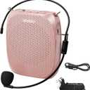 SHIDU Voice Amplifier Teachers,Megaphone Speaker Portable PA System with Microphone Headset(Work of 12hours) Supports MP3 Format Audio for Tour Guides Coaches Yoga Fitness Instructors (Rose-Gold)