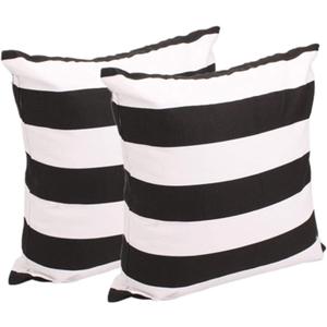 Leaveland White and Black Stripe Set of 2 20x20 Inch Cotton Polyester Square Throw Pillow Case Decorative Durable Cushion Slipcover Home Decor Sofa Standard Size Accent Pillowcase