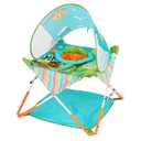 Bright Starts Pop 'N Jump Portable Baby Jumper, Foldable Indoor/Outdoor Baby Jumper with Owl Forest Sensory Activities, Ages 612 Months