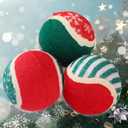2 x LUCKITTY 3 Packs Christmas Dog Tennis Balls Interactive Toy Puppy for Small Medium Dogs Training Playing- Red, White, and Green Color Blocking Patterns 2.5 Inch