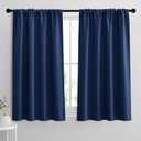 RYB HOME Blackout Curtains for Bedroom - Light Block Insulating Privacy Solar Curtain Set for Kitchen Living Room Home Theater Basement, 42 x 45 per Panel, Navy Blue, 2 Pcs