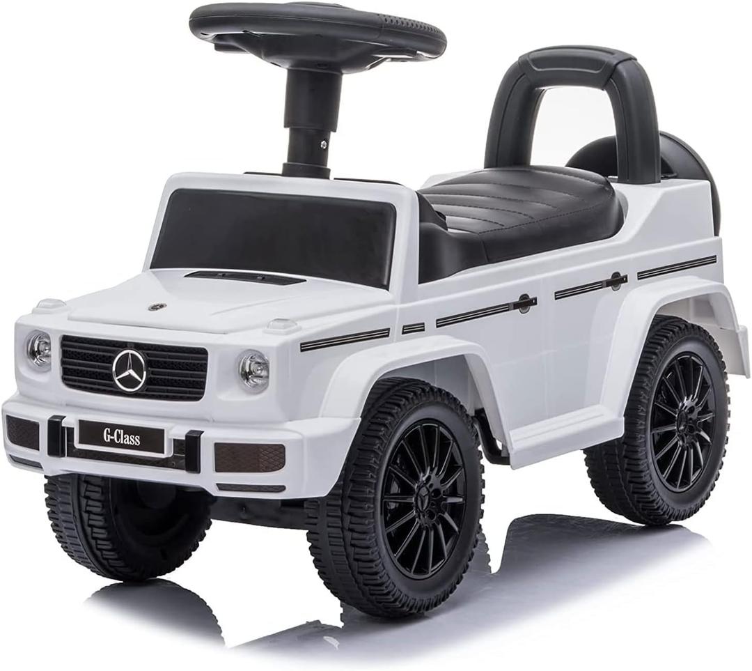 Best Ride On Cars Kids Outdoor Stroller Mercedes G-Wagon Push Car with Working Lights, Horn, and Music for Ages 1 to 3 years, White, Large