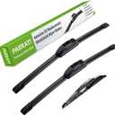 PARRATI All-Season Windshield Wipers Front with Rear Wiper Blades Replacement for 2018-2023 Hyundai Kona/2012-2019 Kia Rio, Easy to Install 26"+16"+11''(Set of 3)