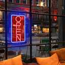 Open Signs for Business Ultra Bright LED Neon Open Signs for Business Storefront Window Glass Door Shop Store Florists Bar Salon Pubs with ON/OFF Switch (Blue/Red -Vertical, 32 Inch)