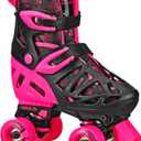 Roller Derby Trac Star Adjustable Skates for Kids, Beginners (Medium (12J-2), Black/Pink)
