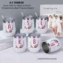PFL Wedding Gifts for Maid of Honor From Bride -Bachelorette Party Gifts-Bridal Shower Bridesmaids Best Friends Sister -12oz Women Monogrammed Wine Tumbler Coffee Mug Cup Glass -Initial Letter S