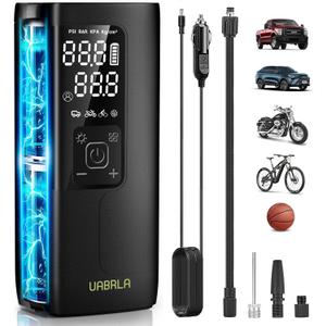 UABRLA Tire Inflator Portable Air Compressor 20000mAh & 12V DC Air Pump for Car, 3X Faster Cordless Tire Pump for Car, Bicycle, Motorcycle, Ball, with Tire Pressure Gauge