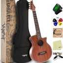 Electric Ukelele Concert Ukulele Acoustic Electric Uke with Equalizer 23 inch ukulele for adults Beginner with Starter Ukele Kit Include Ukulele Case Tuner Strap String Picks Clean Cloth