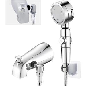 Chrome Tub Spout with Diverter Slip fit 1/2 inch Copper Tube, High Pressure filtered Handheld Shower with 3 Spray Modes On/Off Switch, 59 inch hose, Bracket, No Drill Required Install