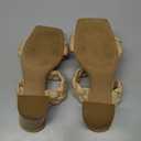 Syktkmx Women's Braided Heels Sandals Chunky Block Heel Double Strap Summer Dressy Sandal (5.5, Light Khaki)