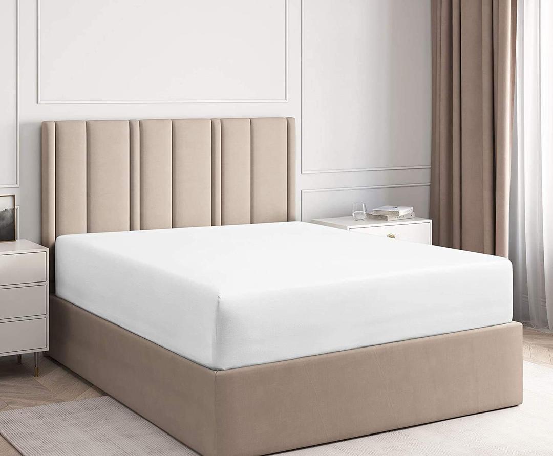 Saferay Green Premium Hotel Quality 800 Thread Count 100% Organic Cotton 1 Fitted Sheet Only, Soft Wrinkle Free Sheet Extra Deep Pockets Fits 12" to 16 Inch Mattress  Long  Staple (King, White)