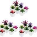 ABOOFAN 3sets Mini Fake Potted Plants Pots Artificial Succulents for Desktop Bonsai Plant Model for Home Decoration 7pcs*3