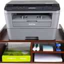 PAG Desktop Printer Stand with Storage, Paper Storage Holder Rack for Desk, Wooden Printer Organization for Home/Office, Retro Brown (Model 1)