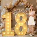 Mixifox 18 Light up Numbers 4 Feet Tall, 18 Marquee Numbers for Party, 18th Birthday Decorations, Big 18 Sign with Light for Anniversary, Birthday Backdrop Decor