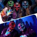 2 x Led Light Up Scary Mask El Wire Mask for Halloween 3 Lighting Modes for Aldult Teens (One Size, Green)