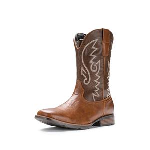 IUV Cowboy Boots For Men Western Boot Durable Fashionable Retro Classic Embroidered Pull On Slip Resistant Boots, 9.5