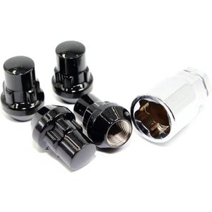 Set of 4 12x1.5 Veritek Gloss Black Acorn Bulge Tuner Conical Seat 1.40 Inch Security Wheel Locks for Aftermarket Wheels Honda Acura
