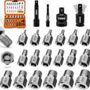 XEWEA 22PCS 3/8" Drive Screw Extractor Set, Multi-Spline Easy Out Bolt Remover Kit for Stripped Broken Bolts, Nuts & Screws, Heavy-Duty CR-MO Extraction Tools with Extension & Adapter Accessories