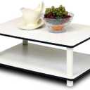 Furinno JUST Coffee Table, 2-Tier Modern Coffee Table with Open Shelf, Toolless Assembly Side Table, for Living Room, Bedroom, Home Office, White