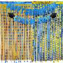 Yeaqee 9 Pack Class of 2025 Graduation Backdrop Curtain Decorations, 8 Pack Graduation Cap and Star Foil Fringe Curtain with 1 Grad Banner Grad Party Streamer Backdrop for Photo Booth(Blue Gold)