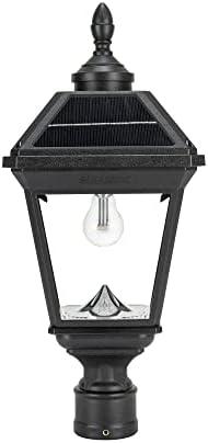 Gama Sonic Imperial II Bulb Post Light, Black UV Protected Resin and Clear Lens, Outdoor Single Lamp with 3" Fitter for Lamp Posts or Pier Base and Warm White 2700K Light (96B50012) Glass Chipped