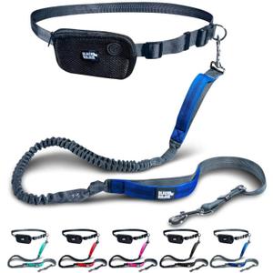 Black Rhino - Premium Hands Free Dog Leash for Running Walking Jogging & Hiking - Adjustable Length Dual Handle Bungee Leash Medium  Large Dogs Neoprene Padded Handles (5 Feet, Black)