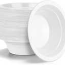 120 Pack 12 oz White Disposable Plastic Bowls Dessert, Ice Cream, Salad, Soup Serving Cups for Party, Picnic, Food Snacks (White)