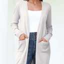 BB&KK Cardigan Sweaters for Women Knit Ribbed Long Sleeve Open Front Casual Winter Lightweight Cardigans with Pockets (White, L)