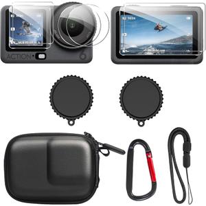 OSMO Action 6 Case, PU Portable Carrying Case, Lens Screen Protectors Comatible with DJI Osmo Action 6, Rubber Lens Cap Cover, Protetive Hard Shell Travel Bag for Action 6 Accessories