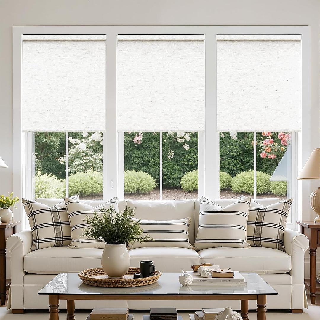 Birch Ivory Cordless Roller Shades Non See Through Blinds 33" W x 72" H