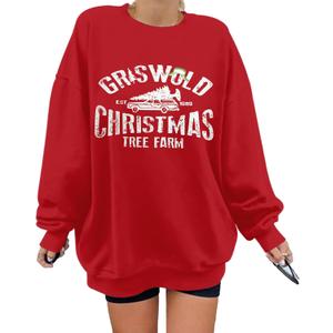 Oversized Christmas Sweatshirt for Women Funny Christmas Holiday Sweatshirt Xmas Casual Pullover Vacation Top (Small, B_red)