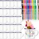 Hoolerry 36 Pieces Painted Mug Decorating Kit DIY Coffee Mug Painting Kit Graduation Personalized Cup You Can Decorate Coffee Design Your Own Cup for Craft Decor Drinking Christmas Father's Day