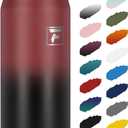 Fanhaw 24 Oz Insulated Stainless Steel Vacuum Water Bottle with Anti-Dust Pop-Open Lid - For Kids, Women, Men | Leak & Sweat Proof (Red Black)