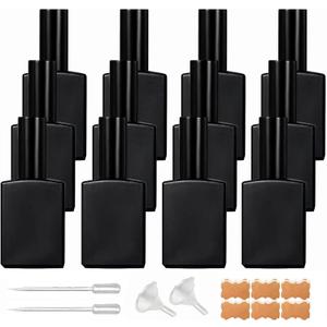 12 Pack 1 oz Black Square Glass Perfume Spray Bottle, 30ml /1 oz Fine Mist Atomizer Spray Bottles Refillable, for Perfume, Essential Oil and Liqui (Black)
