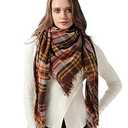 DOFOWORK Scarfs for Women - Scarves for Women Winter Warm, 55" x 55", Large Soft Blanket Scarf Women Scarf Wrap Shawl for Winter/ Fall, Red & Yellow