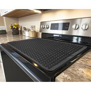 Stove Top Covers for Electric Stove - 28 x 20 Silicone Stovetop Cover,Stove Mat Protector, Extra-Large Silicone Dish Drying Mat for Kitchen, Black