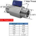 Stainless Steel Ball Valve 1" NPT Male x 1" NPT Male Shut Off Valve for Water Fuel Air