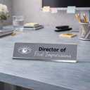 Director of First Impressions, Silver Frame Desk Sign (2x8)