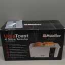 Mueller UltraToast Full Stainless Steel Toaster 4 Slice, Long Extra-Wide Slots for Bagels and Waffles, 6 Browning Levels, LED Display, Cancel/Defrost/Reheat Functions & Removable Tray, Kitchen Gadgets