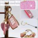Key Fob Cover with Diamond Keychain Car Key Holder Compatible with VW Volkswagen Atlas Tiguan Passat Jetta GLI Taos Arteon Smart Remote Key Protector for Women, (Pink-Heart)