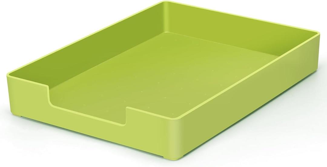 Letter-Size Tray, Desk Drawer Organizer, A4 Plastic Paper Tray for Office, School, Home Storage, and Storage Containers for Gift Wrap, and Crafts (Green)