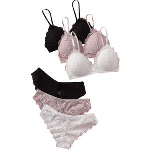 MakeMeChic Women's Sexy Lingerie Set Lace Matching Bra and Panty Set (Large, Multicolored), L