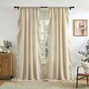 Beige Ruffle Curtains 90 Inches Long 2 Panels Set for Bedroom Living Room Romantic Rod Pocket Light Filtering Victorian Vintage Curtains for Farmhouse Cottage Neutral Window Privacy Decor, 52x90