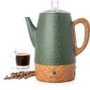Mixpresso 10 Cup Percolator Coffee Pot Electric, Stainless Steel Coffee Percolator Electric With Keep Warm Function, Classic Perculator Pot With Removable Basket for Home or Office - Shiny Green