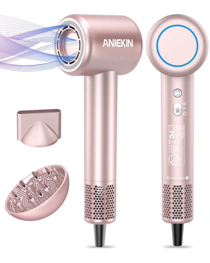 Aniekin Hair Dryer Model F2 With Diffuser Pink
