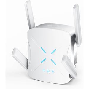 2026 WiFi Extender Signal Booster, New Gen Wi-Fi 6 Repeater, Covers Up to 12,000 sq.ft Range, Dual-Band Internet Booster with Gigabit Ethernet Port, Easy Setup, EasyMesh Compatible (White glossy)